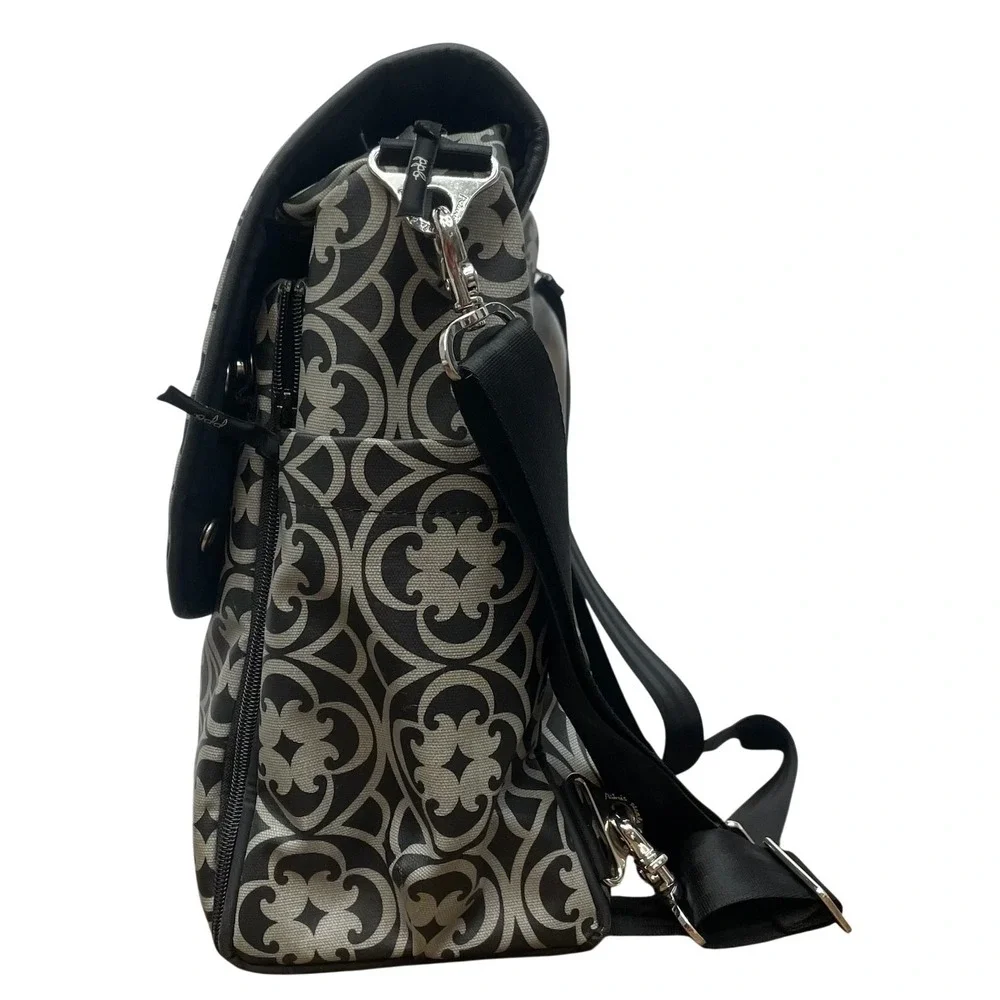 Petunia Pickle Bottom Diaper Bag Backpack Gray Black‎ Pattern READ